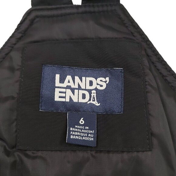 Lands' End Snow Bibs Kids 6 Black Front Zip Ankle Zip Insulated Winter Outdoor - Picture 9 of 12